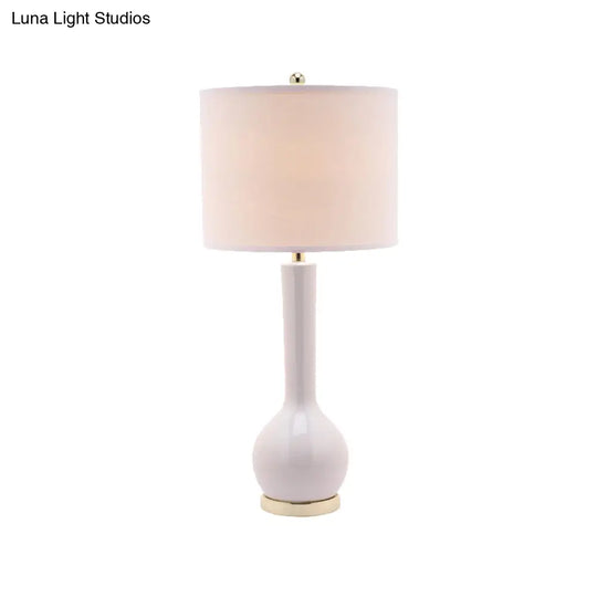 Modernist Red/White Fabric Cylinder Table Light