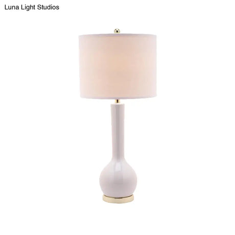 Modernist Red/White Fabric Cylinder Table Light