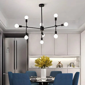 Modernist Sputnik Chandelier: Opal Glass 9/12/15 Lights Black/Gold 9 / Black