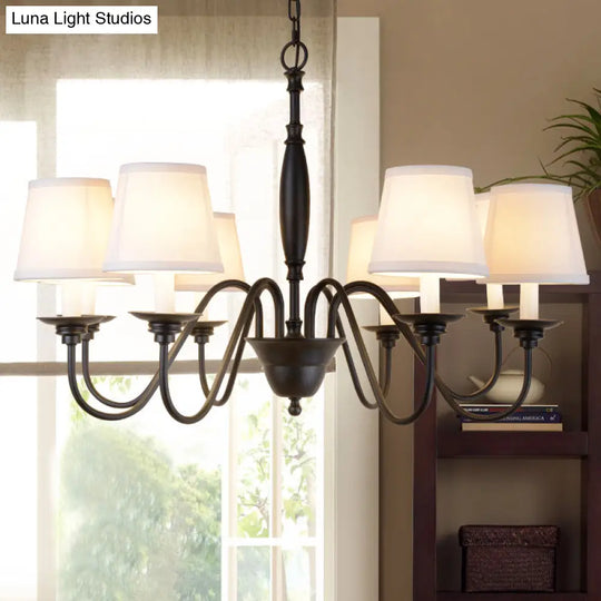 Modernist Sputnik Metal Chandelier With Cone Fabric Shade - 6/8 Heads Black 8 /