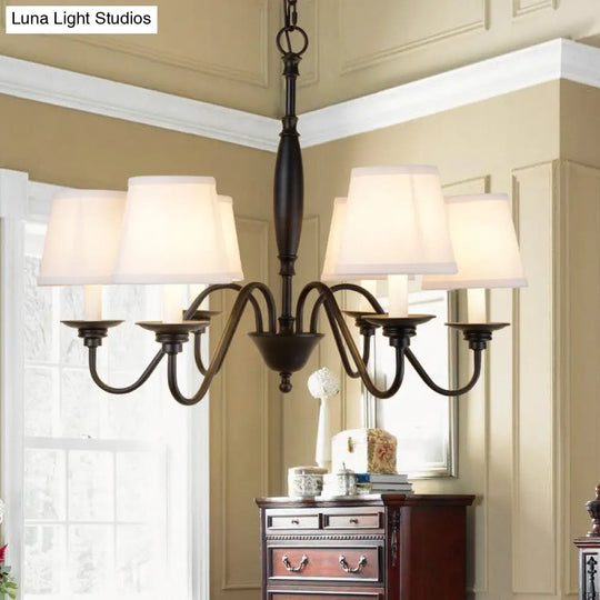 Modernist Sputnik Metal Chandelier With Cone Fabric Shade - 6/8 Heads Black 6 /