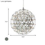 Modernist Stainless Steel Firework Chandelier With Led Orb Shade - 8/12 W Chrome