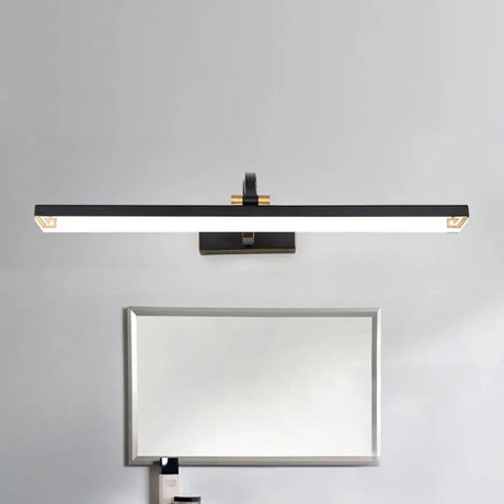 Modernist Style Black Finish Linear Vanity Light: 16/22 Wide Led Acrylic And Metal Wall Lamp For
