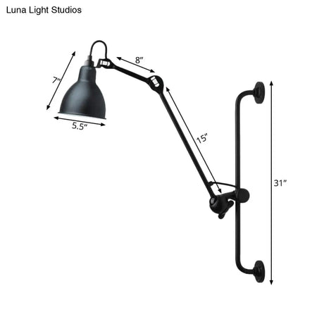Modernist Style Black/White Dome Shade Wall Light With Adjustable Metal Lamp - Ideal For Dining Room