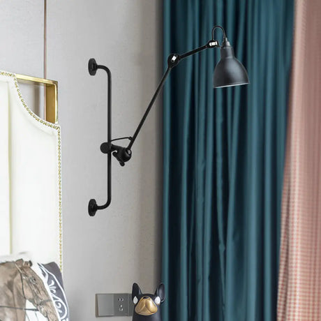 Modernist Style Black/White Dome Shade Wall Light With Adjustable Metal Lamp - Ideal For Dining Room