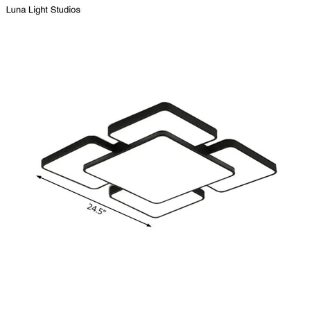 Modernist Style Flush Mount Lamp: Acrylic Shade Ceiling Light Black/White 20.5’/24.5’ 5/7 Lights