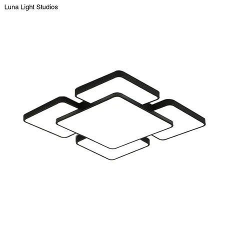 Modernist Style Flush Mount Lamp: Acrylic Shade Ceiling Light Black/White 20.5’/24.5’ 5/7 Lights