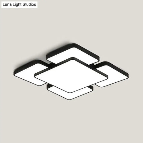 Modernist Style Flush Mount Lamp: Acrylic Shade Ceiling Light Black/White 20.5’/24.5’ 5/7 Lights