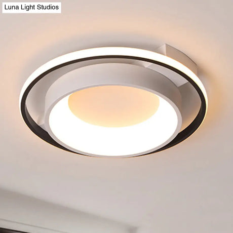 Modernist Style Metallic Dish Ceiling Lamp - 16’/19.5’ Dia Led Flush Mount In Warm/White Light