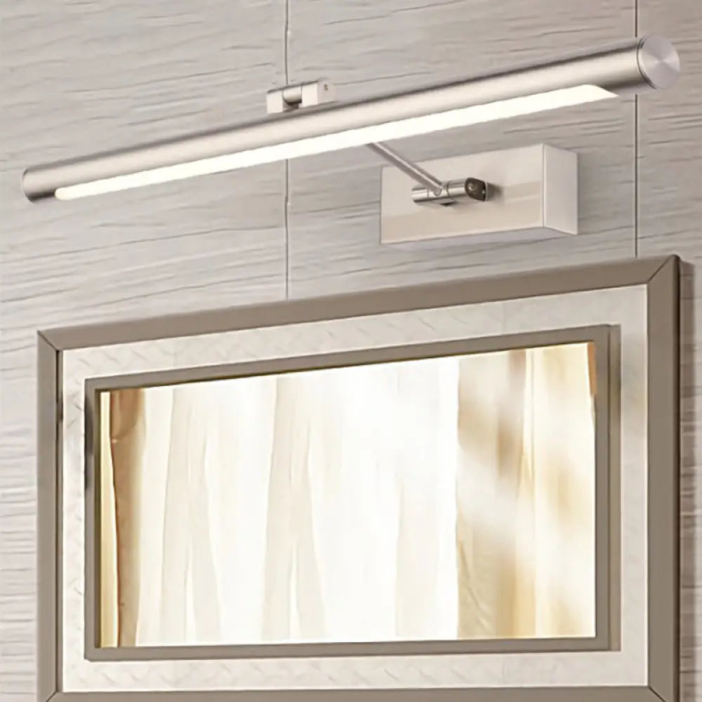 Modernist Tubular Wall Lamp In Gold Metal With Led Vanity Lighting - 16.5/20.5 Width Ideal For