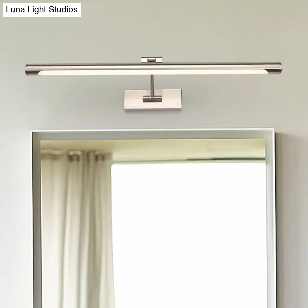 Modernist Tubular Wall Lamp In Gold Metal With Led Vanity Lighting - 16.5/20.5 Width Ideal For