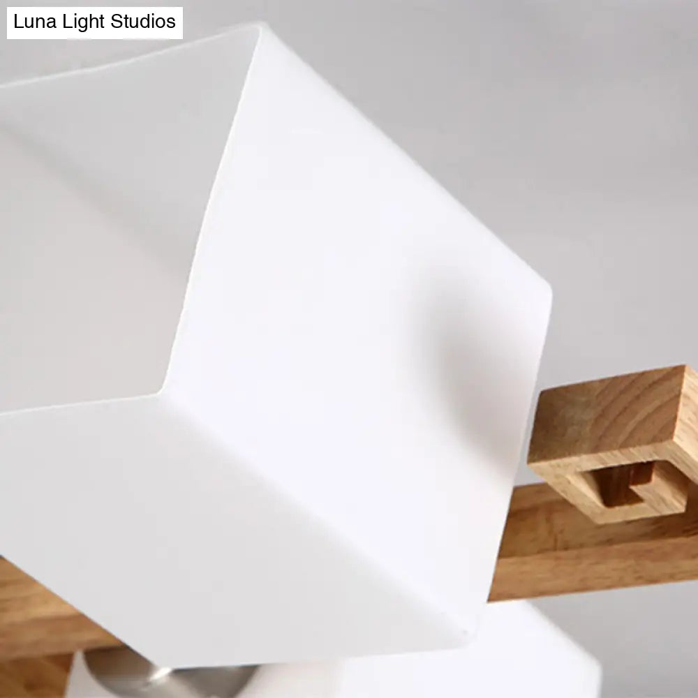 Modernist White Glass Flush Mount Ceiling Light For Living Room - Stylish Splicing Squares Design