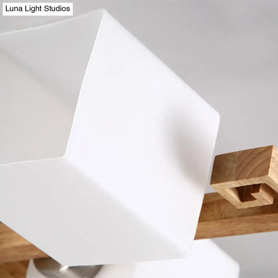 Modernist White Glass Flush Mount Ceiling Light For Living Room - Stylish Splicing Squares Design
