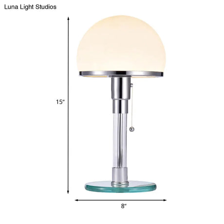 Modernist White Glass Mushroom Table Lamp With Chrome Finish - Perfect For Bedside