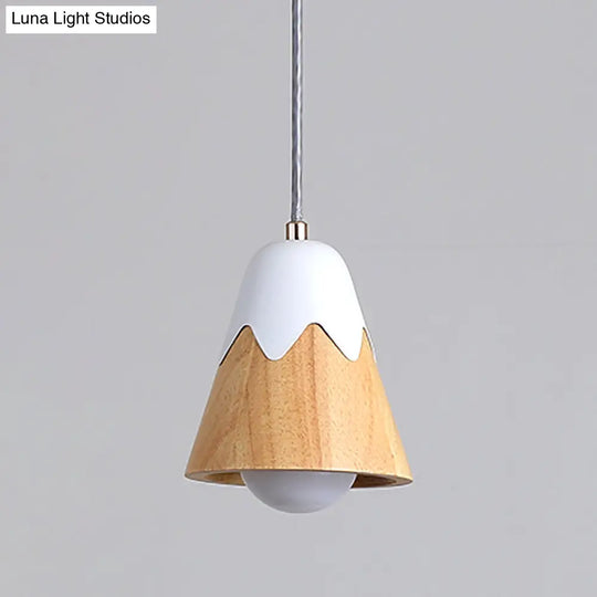 Modernist White Wood Shade Pendant Light - Sleek 1-Head Suspended Lighting Fixture