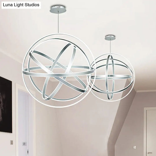 Modern 19.5 Acrylic Globe Chandelier Pendant - White Ceiling Light Fixture