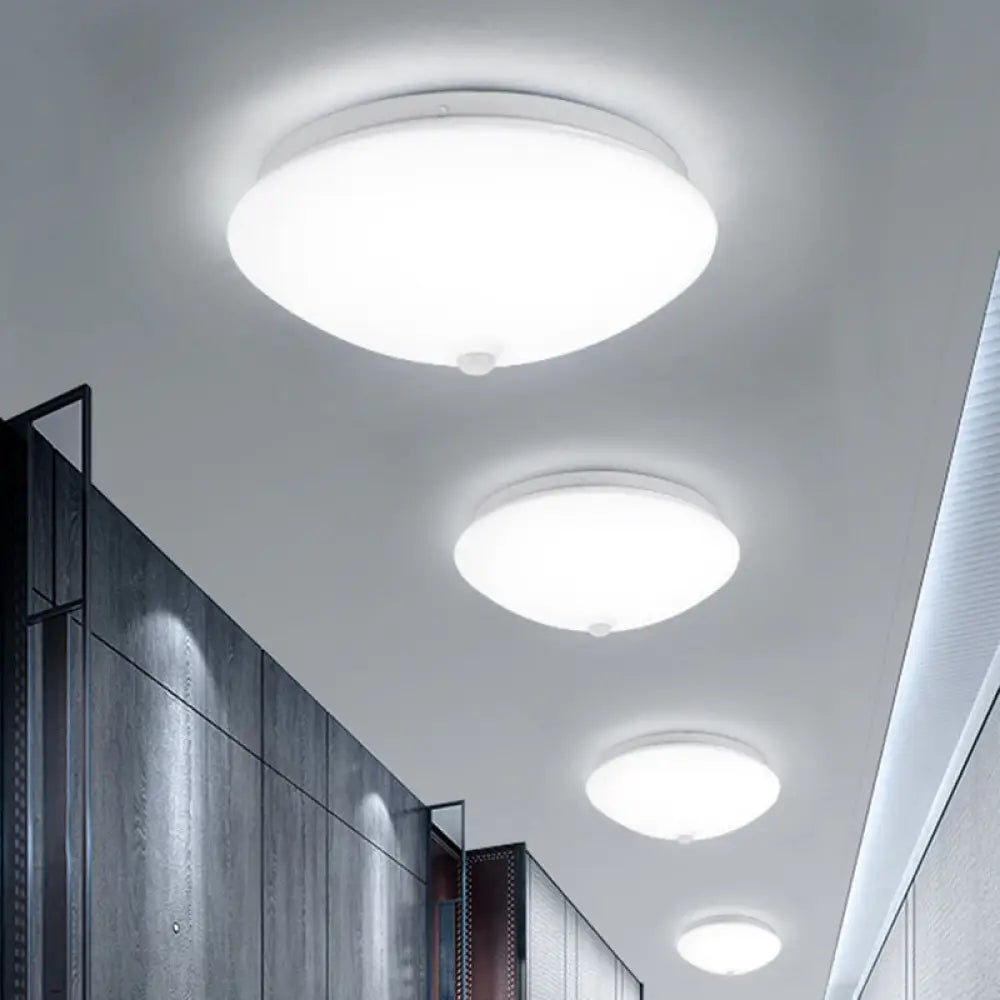 Motion - Sensing Cap Shape Led Flush Ceiling Light For Hallway White / 10.5’ Warm