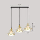 Multi-Bulb Diamond Frame Iron Ceiling Light For Restaurants And More Gold / Linear