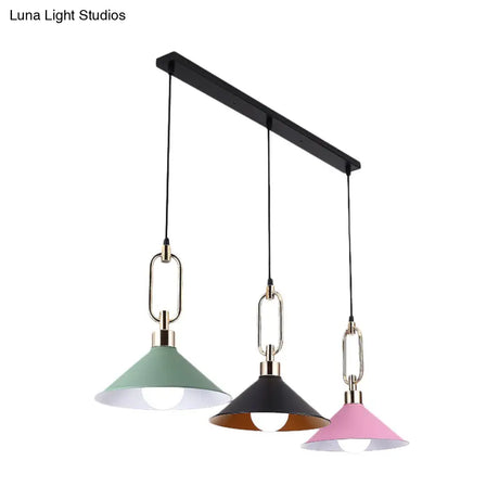 Multi-Light Macaron Pendant Lamp With Colorful Flare And Black Canopy
