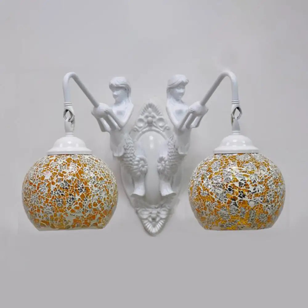 Multicolored Vanity Lamp With 2 Lights And Mediterranean Style For Bathroom Orange