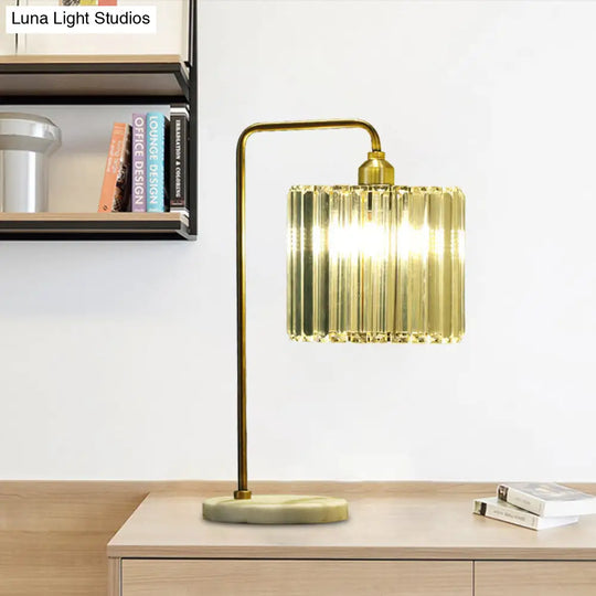 Simplicity Clear Faceted Crystal Table Lamp With Drum Shade