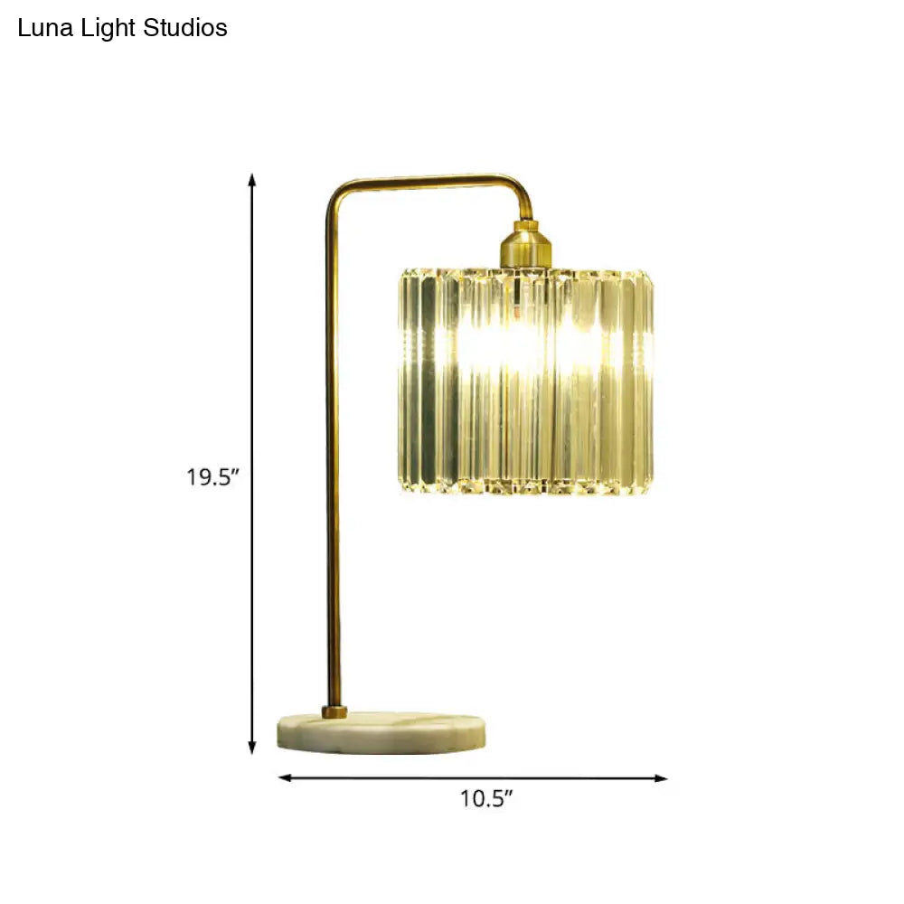 Simplicity Clear Faceted Crystal Table Lamp With Drum Shade