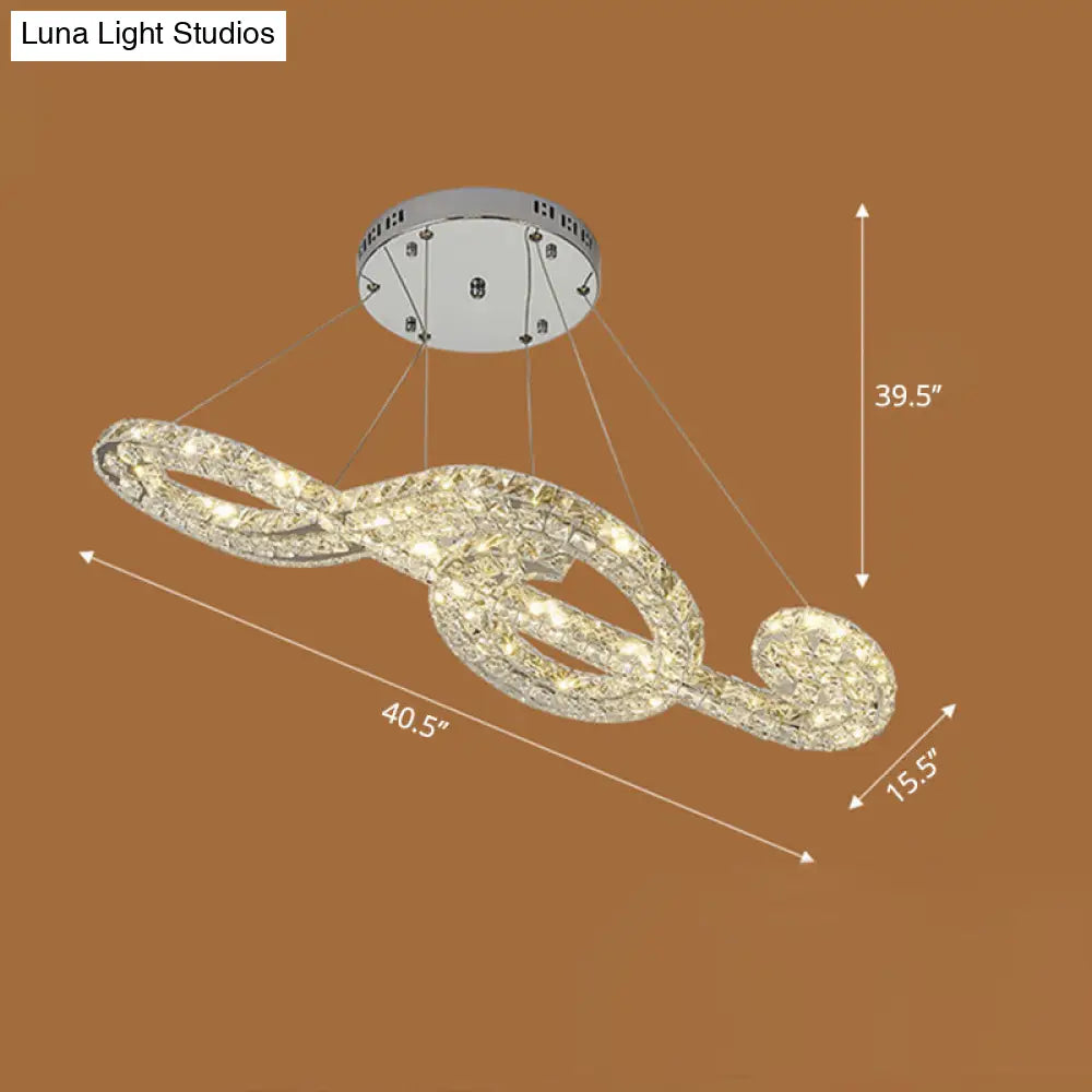 Musical Note Pendant Led Chandelier - Sparkling Crystal Design For Fashion Stores