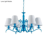 Nautical Blue Pendant Chandelier With Six Bucket Lights Ideal For Living Room Décor