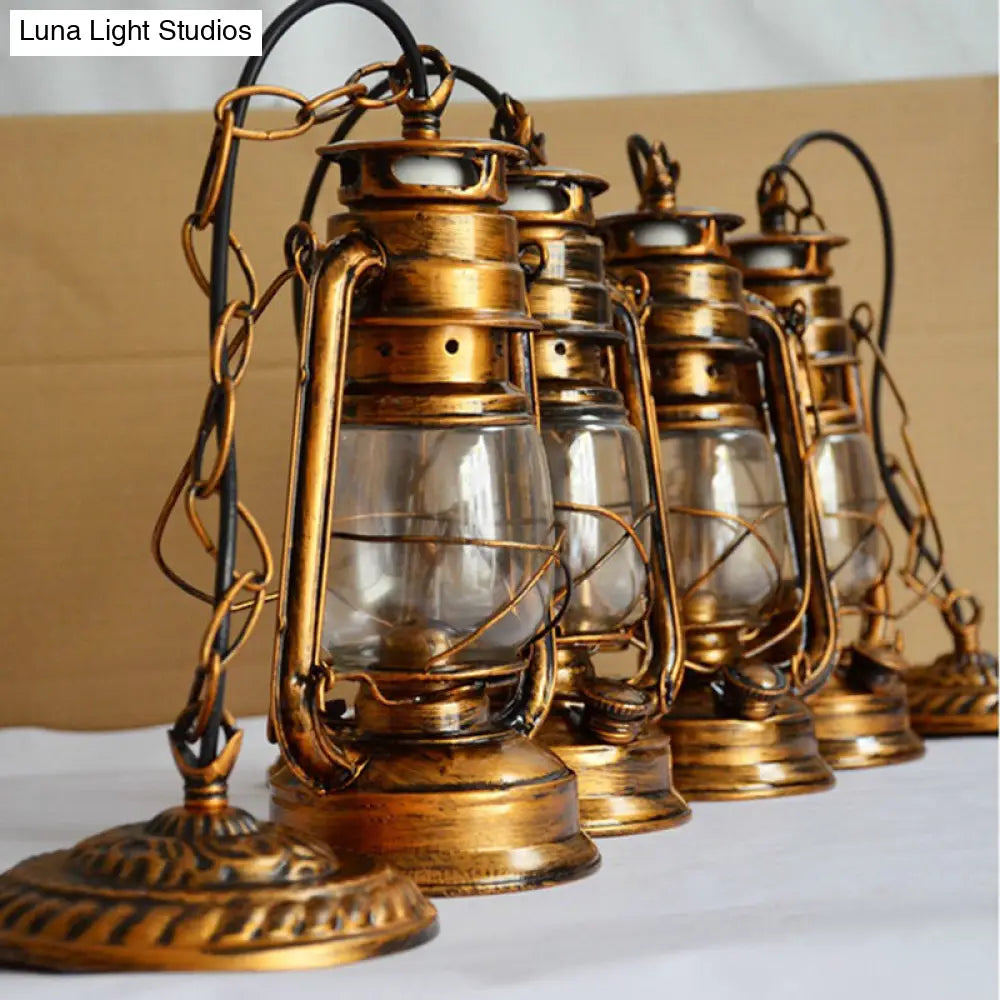 Nautical Oil Lamp Pendant Light - Clear Glass Ceiling Hang For Dining Room With 1-Light