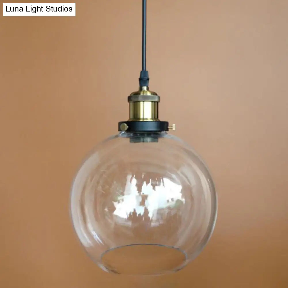 Sleek Glass Nautical Pendulum Light - Modern Geometric Dining Room Pendant Clear / Globe