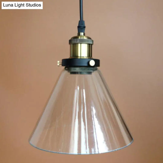 Sleek Glass Nautical Pendulum Light - Modern Geometric Dining Room Pendant Clear / Cone