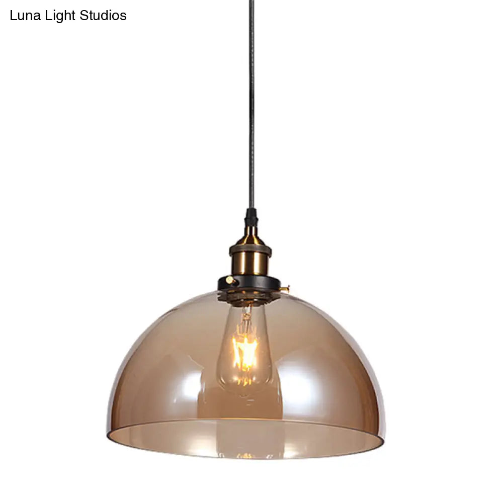 Sleek Glass Nautical Pendulum Light - Modern Geometric Dining Room Pendant Amber / Semicircle