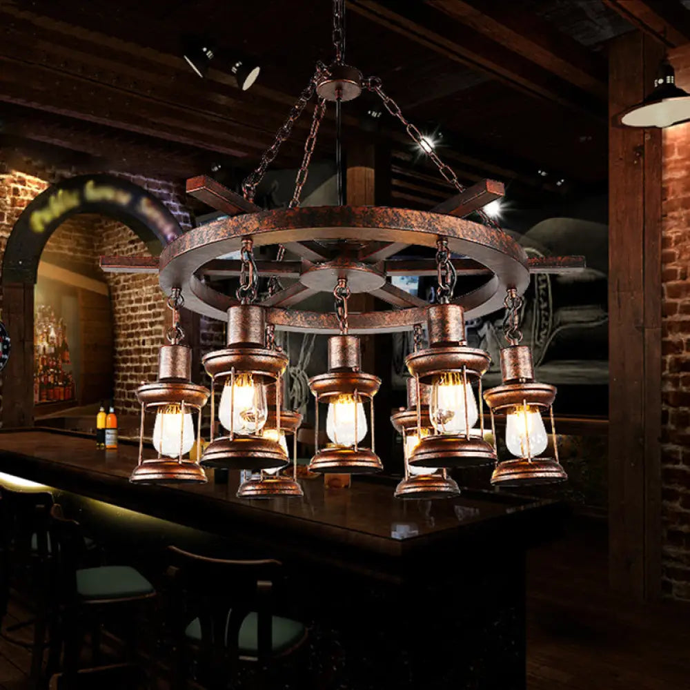Nautical Hanging Light Kit With Rope Cord - 3/7 Head Metallic Chandelier Pendant In Copper 7 /
