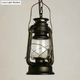 Nautical Kerosene Lantern Pendant Light - Clear Glass Hanging Lamp For Corridor