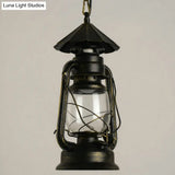 Nautical Kerosene Lantern Pendant Light - Clear Glass Hanging Lamp For Corridor