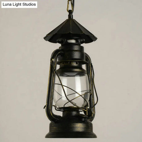 Nautical Kerosene Lantern Pendant Light - Clear Glass Hanging Lamp For Corridor