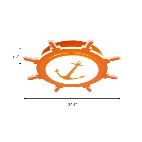 Nautical Style Acrylic Flushmount Ceiling Light With Rudder And Anchor Design - Perfect For Teens