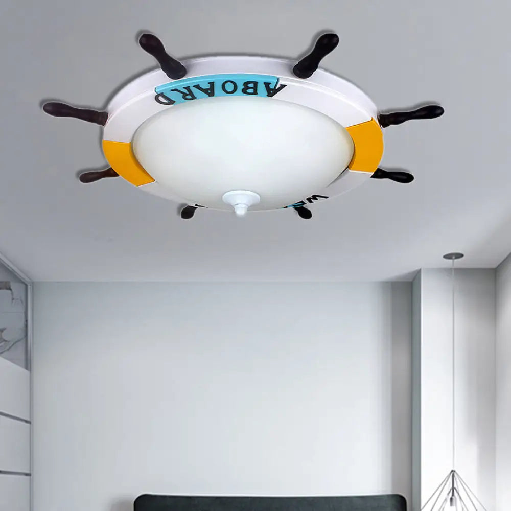 Nautical Style Led Living Room Flush Ceiling Light With Acrylic Shade - White Mount Lighting