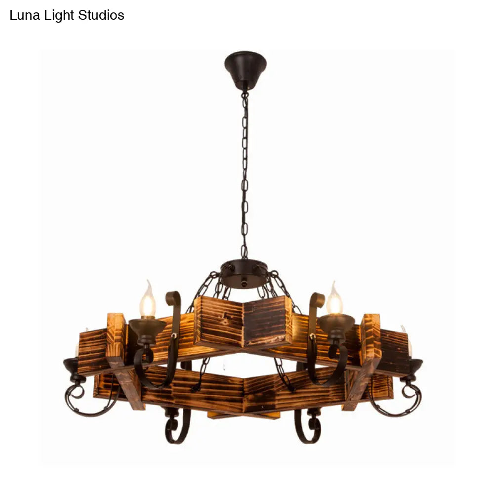 Nautical Wooden Hanging Light Fixture - Triangular/Square 3/4/6 Heads Restaurant Ceiling Chandelier