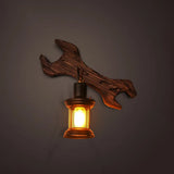 Nautical Wooden Wall Lamp - Geometric Lighting Fixture For Living Room Distressed Wood / With Handle
