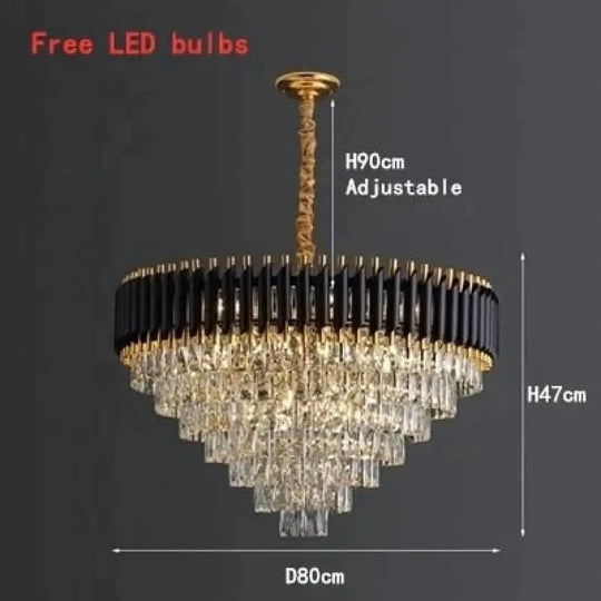 Nebra- Luxury K9 Crystal Chandeliers Round D80Cm / Changeable Light Chandelier