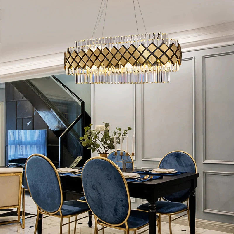 Neva 2 - Lustre LED design en alliage et cristal pour salle à manger salon