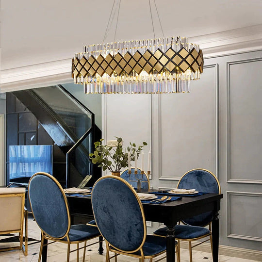 Neva 2 - Lustre LED design en alliage et cristal pour salle à manger salon