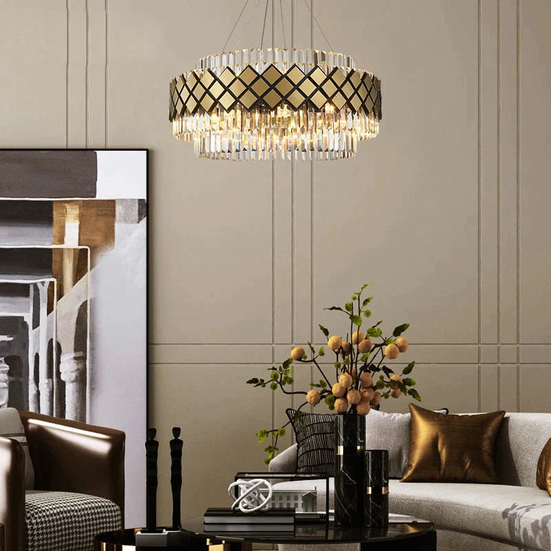 Neva 2 - Lustre LED design en alliage et cristal pour salle à manger salon
