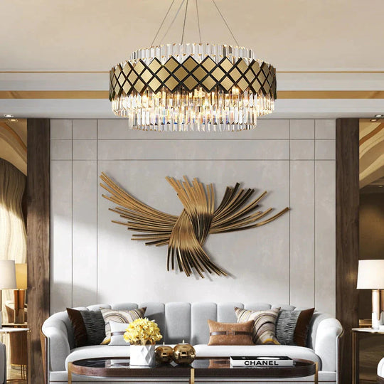Neva 2 - Lustre LED design en alliage et cristal pour salle à manger salon