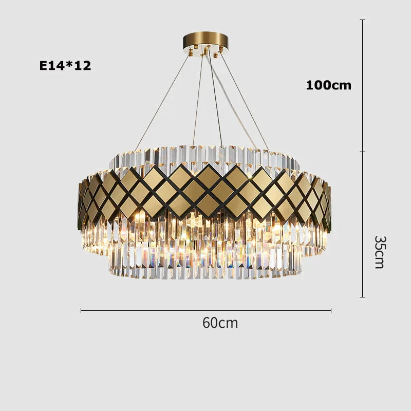 Neva 2 - Lustre LED design en alliage et cristal pour salle à manger salon