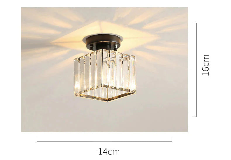 Nevaeh - Plafonnier de porche de couloir en cristal carré moderne et créatif