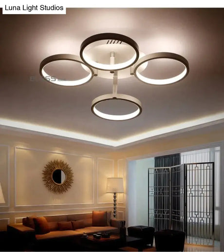 New Arrival Circle Rings Designer Modern Led Ceiling Lights Lamp For Living Room Bedroom Remote