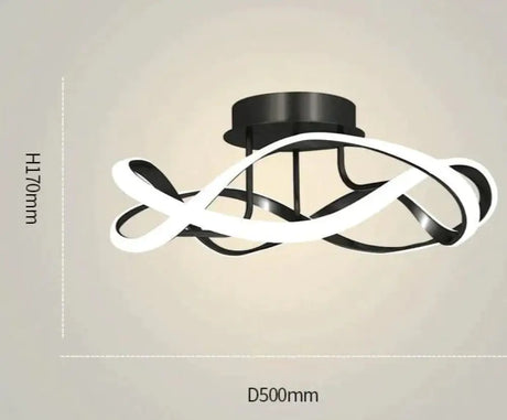 New Light Luxury Bedroom Lamp Room Ceiling Lamp Black 50cm tricolor light Ceiling