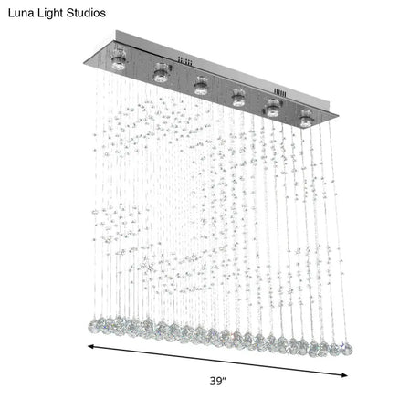 Nickel Double C Shaped Crystal Ball Flush Mount Light - 6-Light Ceiling Lighting For Bedroom